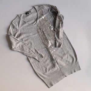 213 Light Grey Sequin Detail Sweater Dress